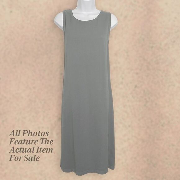 Via Vai By Pollero Grey Sleeveless Knit Shift Midi Dress Womens Small - Picture 1 of 9